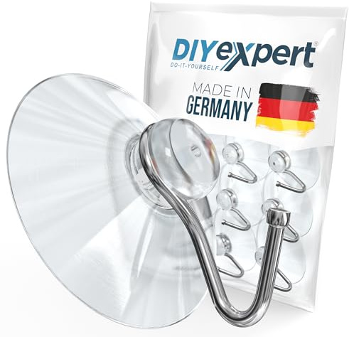 DIYexpert Saugnapf mit Haken | Made in Germany Saughaken | [Ø 40 mm] [10 Stück] | Hochwertige Saugnäpfe für Camping und Auto | Ideal als Handtuchhalter und für Weihnachtsdeko