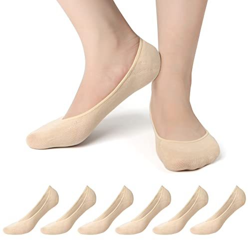 Füßlinge Damen 6er Pack Sneaker Socken Unsichtbar im Schuh mit Rutschfest Silikon Gr. 36-42