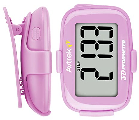 AVTREK Präziser 3D-Schrittzähler mit Clip und Lanyard,für Gehen oder Laufen | Ohne App and Handy Einfacher Fitness-Tracker mit Schrittanzahl und Zeit-Hintergrundbeleuchtung-Mini-Pedometer-2204