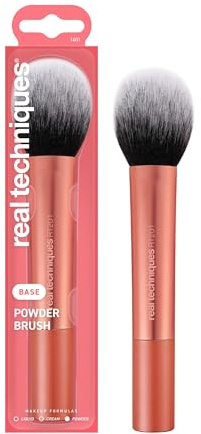 Real Techniques Ultra Plush Puder-Make-up-Pinsel, zum Fixieren von Puder, Bronzer und Rouge, transparent, aufbaubare Deckkraft, vegane, tierversuchsfreie und synthetische Borsten, 1 Stück