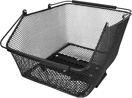 FISCHER E-Bike Gepäckträgerkorb Plus City, Fahrradkorb engmaschig, schwarz, Tragkraft 25 kg