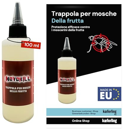Novokill Fruchtfliegen Lockstoff – 100ml Nachfülllösung für Obstfliegenfalle – Effektiver Lockstoff für Küche – Fruchtfliegen bekämpfen – Langanhaltende Wirkung – Refill für Wiederverwendbare Falle