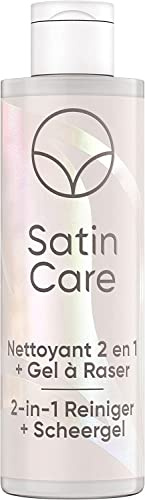 Satin Care Für Haut und Schamhaare, 2-in-1-Reiniger, Rasiergel für Frauen, schützt die Haut während der Rasur, weiche und transparente Formel, für den Pubis