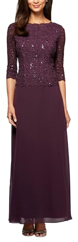 Alex Evenings Damen Kleid mit 3/4-Ärmeln, Stretch-Spitze, Mieder, einteiliges Kleid