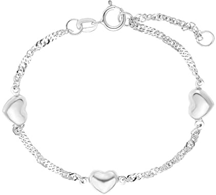 Amor Armband 925 Sterling Silber Mädchen Kinder Armschmuck, 12+2 cm, Silber, Herz, Kommt in Schmuck Geschenk Box, 9211364