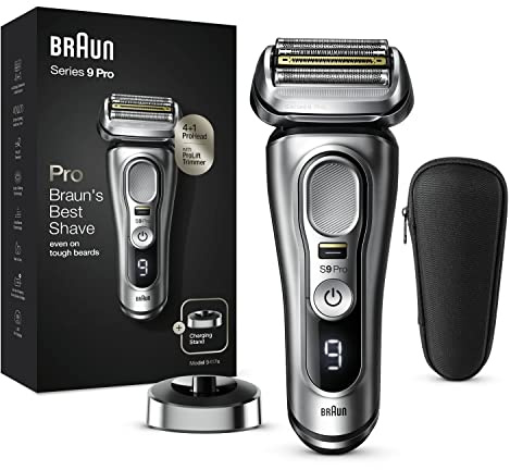 Braun Series 9 Pro Premium Rasierer Herren, Scherkopf, Elektrorasierer & Trimmer, Ladestation, Laufzeit, für 1-, 3- und 7-Tage-Bart, 9417s, silber