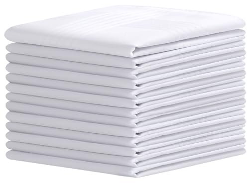 Ohuhu Stofftaschentücher Herren, Taschentücher Stoff 100% Baumwolle, Maschinenwaschbar Weißes Herrentaschentücher, Taschentücher Herren Geschenk, 40 cm x 40 cm