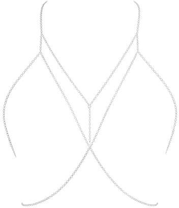 Cubahop BH Bikini Kette Brust Kette Harness Körper Sommer Strand Nachtclub Schmuck Einstellbar für Frauen und Mädchen (Silber)
