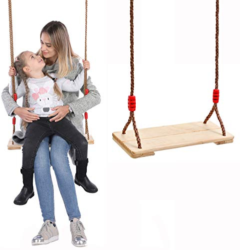 Huike Holz Schaukelsitz Erwachsene Schaukel Kinderschaukel Garten Brettschaukel für Outdoor & Indoor Spiele mit Höhenverstellbar Seil