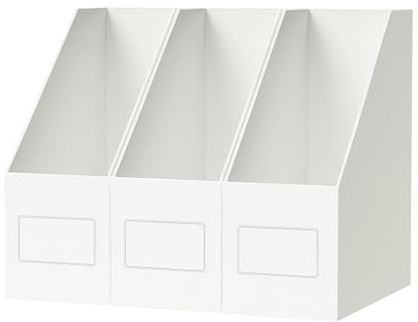 JiaWei 3 Stück Stehsammler A4 , 10,5 cm Breit Zeitschriftensammler, Aus 1800 g/m² Extra Stabilem Karton, Stehordner, Zeitschriftenständer, Zur Aufbewahrung Von Büchern Dokumenten Bürobedarf - Weiß