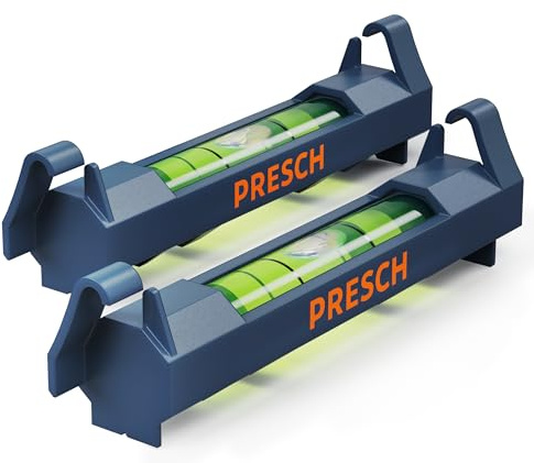 Presch Schnurwasserwaage 2 Stk. - Extrem fester Halt dank Sicherungshaken - Leichtes Design für perfekt ausgerichtete Schnur - Bruchfeste Acrylglaslibelle - 360° ablesbar zum präzisen Ausrichten