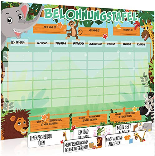 Luigi's SB Education Große Belohnungstafel für Kinder - Wochenplaner Aufgabentafel für Gutes Benehmen ab 3 Jahren - Die Tagesplan Routinetafel mit Magneten & Markern - Deutsch