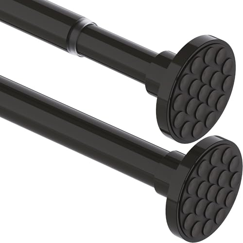Duschstange ohne Bohren Ausziehbare Gardinenstange zum Klemmen Teleskopstange Vorhang Duschvorhangstange für Badezimmer,Schlafzimmer Schwarz(85-220CM Φ32mm)