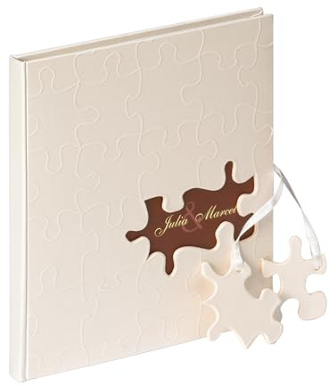 walther design Gästebuch weiss Leinen mit Ausstanzung und Prägung, Hochzeit Puzzle GB-173