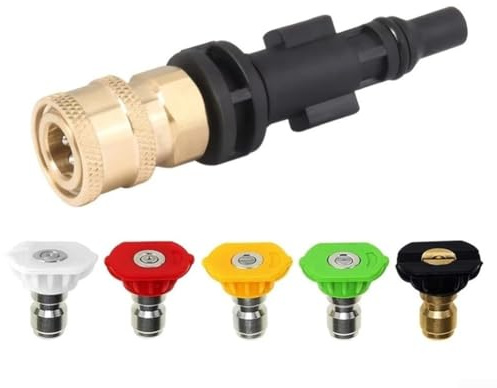 Cloudpower Hochdruckreiniger Connect Adapter für LAVOR für Parkside PHD, für VAX für Interskol Modelle, 1/4 Zoll Schnellspannadapter mit Düse Hochdruckreiniger Schaumtopf