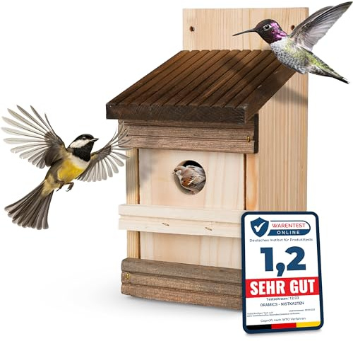 Oramics Nistkasten zum Aufhängen für Garten, Balkon und Terrasse - Kiefernholz Vogelhaus für Wildvögel und Gartenvögel – Nisthaus wetterfest und langlebig für draußen, ideal für kleine Vögel