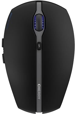 CHERRY GENTIX BT, Kabellose Bluetooth-Maus, Multi-Device-Funktion für bis zu 3 Geräte, Umschaltbare Auflösung (1000/2000 DPI), Batteriebetrieben, Schwarz