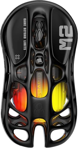 GravaStar Mercury M2 Gaming Maus Kabellos mit 26.000 DPI, PAW3395 DM Sensor, 79 g Ultraleicht, 5 RGB-Modi, 5 programmierbare Tasten, Tri-Mode (2,4 GHz/Bluetooth/Kabel), für PC/Mac – Schwarz