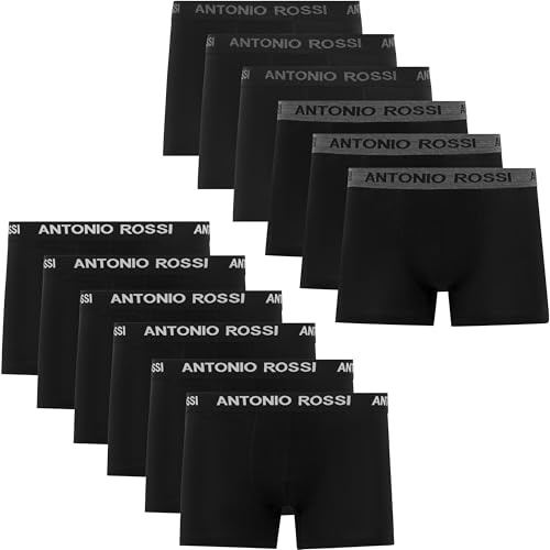 ANTONIO ROSSI Herren (12er-pack) Herren-boxer-hipster Fitted Boxer Hipsters, Schwarz, L EU
