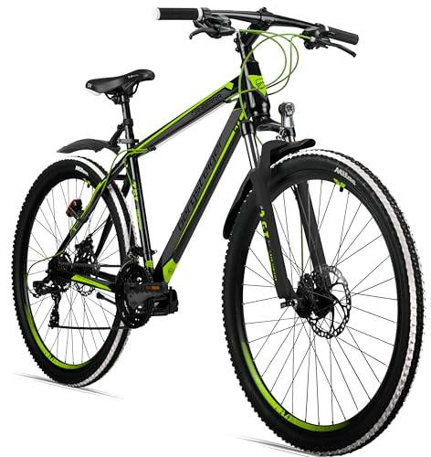 Bergsteiger Canberra 26/29 Zoll Mountainbike Hardtail MTB 21 Gang Alurahmen | Mit Scheibenbremsen, StVZO-Beleuchtung, Schutzblechen und Ständer, ideal ab 150 cm für Alltag und Gelände.
