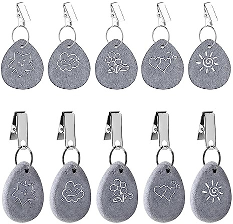 Nuangoo 10 Stück Tischdeckenbeschwerer Naturstein,Tischdeckenbeschwerer für draußen Tischtuch-Clips aus natürlichem Marmor für Picknicks im Freien, Geburtstagsfeiern, Hochzeitsfeiern