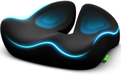 AUVON Konturierte Sitzkissen Orthopädisch für Steißbein, Ischias Druckentlastung, Sitzkissen Bürostuhl Ergonomisch für Büro Auto Zuhause Langzeit-Sitzkomfort, High-Density Memory Foam Steißbeinkissen