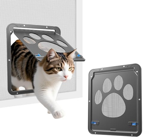 PETLESO Haustierklappe für Fliegengittertür Katzenklappe Fliegengitter mit Magnetverschluss Einfache Installation Hundetür für Katzen/Hunde (29 cm * 24 cm)