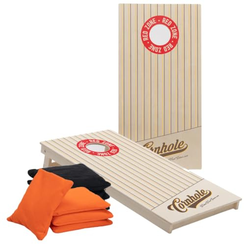 Cornhole Set – 120 x 60 cm – Wicked Wood – Vintage Sport Design - UV-Druck direkt auf Holz (100%) - Offizielle ACL-Empfehlung – Enthält 2 x 4 Taschen - Für Indoor & Outdoor