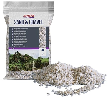 Amtra Ghiaia Noa - Natürlicher Aquarienkies, dekorativer Boden, grobkörnige weiße Körner Größe 2-5 mm, Größe 5 kg