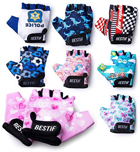 BESTIF Kinder Fahrradhandschuhe für Jungen und Mädchen Fingerlose Radhandschuhe Halbfinger | Klettverschluss | Gel Polsterung (Unicorn, S/M)