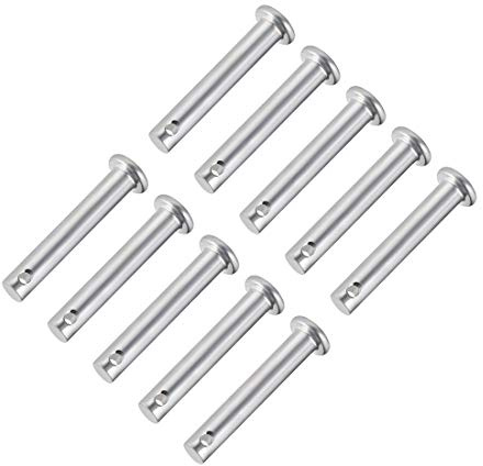 sourcing map 10 Stück Steckbolzen Gabelkopfbolzen Einloch Gabelbolzen 6mm x 35mm Splintstift Flachkopf verzinkter Stahl