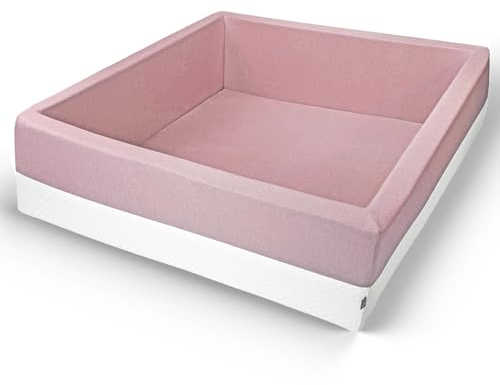 Rainbow Kids - XXL Luxus Bällebad Bällepool Bällebecken Spielbälle Kugelbad Bällchenbad Spielbecken Ball (120x120x40- ohne Bälle)- Rosa-Weiss