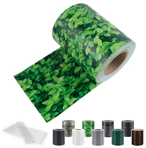 Sunnylaxx PVC Sichtschutzstreifen 35m x 19cm, 450g/m² inkl. 20 Clips, Buchsbaum Zaun Sichtschutz, Gartenzaun, Stabmattenzaun, Zaunfolie, Doppelstabmatten Zaun