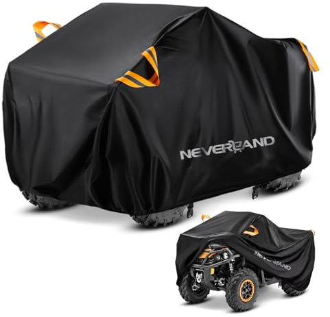 NEVERLAND XXXL Quad ATV Abdeckplane - Quad Abdeckung Fahrzeug Abdeckung Schutz Cover 256 * 110 * 120cm Orange Phosphoreszierend Schmutzabweisend Winterfest Staubdicht Regen UV-Schutz 210D Oxford