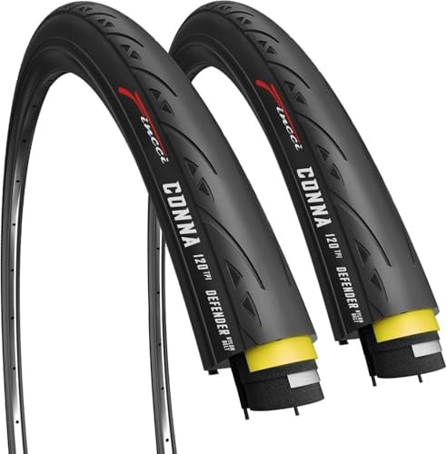 Fincci Rennrad Reifen 700x25c - Paar Fahrradreifen 28 Zoll mit 1 mm Pannenschutz 120 TPI - Slick Langlebiger Fahrradmantel 25-622 für Gravel Bike, E Bike, Tourenräder, Hybrid Fahrrad - 2er Pack