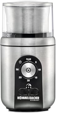 ROMMELSBACHER Gewürz- & Kaffeemühle EGK 250, 2 Edelstahlbehälter mit Schlagmesser & Spezialmesser, Füllmenge 70 g, Mahlgrad über Mahldauer wählbar, auch für Pesto, Gewürze, Nüsse, Zucker