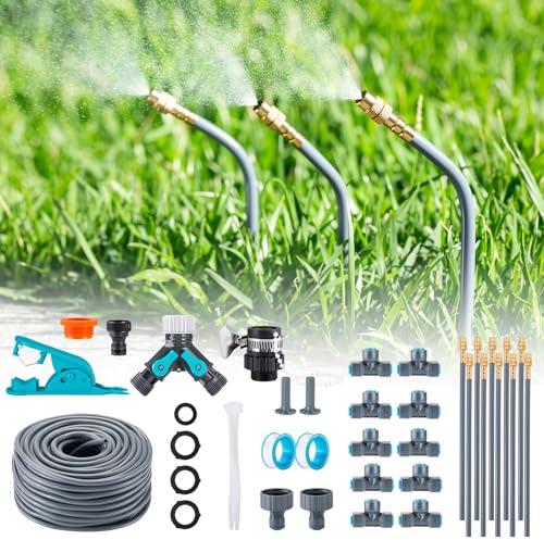 360° Automatisches Garten Bewässerungssystem, Tropfbewässerung mit Präziser Durchflussregelung, Sprinklersystem Kühlsystem für Gewächshaus, Hochbeet, Terrasse, Balkontopfpflanzen (10M)