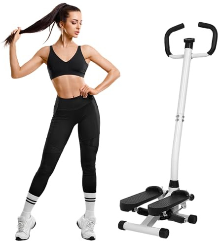 Belfoyer Mini Stepper Fitnessgerät für Zuhause, Hydraulischer Heimtrainer mit Widerstandsbändern & LCD Display, Leise & Stabil, Training für Beine, Arme & Po