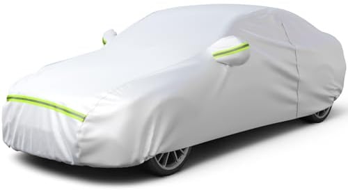 Favoto Autoabdeckung Vollgarage Auto Abdeckplane Staubdicht Wasserdicht Autohülle Autoplane Car Cover für 435-470cm Limousine 465cm x 170cm x 150cm 2.75kg Silber