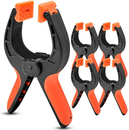 Leyrens 5 Stück Klemmzwingen Set, 6 Zoll Hochleistungs Nylon Federklemmen, Hohe Spannkraft der Federzwingen mit beweglichen backen, großer Spannweite, für die Holzbearbeitung, DIY, Fotostudios