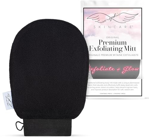 Seraphic Skincare Koreanische Peeling-Handschuhe (1 Stück) Mikrodermabrasion zu Hause, Peeling-Handschuhe, ideal zum Entfernen von Bräune oder Keratose Pilaris, aus 100 % Viskosefaser