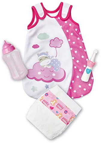 Simba 105400001 - Laura Gute Nacht Babyzubehör, Schlafsack, Zahnbürste, Windel, Flasche, für 30-38cm Puppen, 4 Teile, Puppenkleidung, Puppenzubehör, ab 3 Jahren