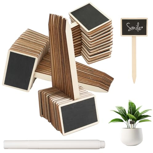 30 Stück Holz Pflanzen Beschriftungsschilder mit Markierungsstift,15x6.5cm | Beschriftungsschilder Garten Schwarze, T-Typ Wetterfest Pflanzenstecker, Gemüse Etiketten für Innen und Außenpflanzen
