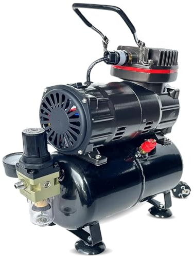Airbrush Kompressor AD286 Ölfrei mit Lufttank/Mächtig Luftstrom und Luftdruck/Druckbehälter/ 4 bar/Auto Stop