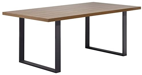 i-flair Esszimmertisch Macon 200x100 cm Kufentisch Holztisch Esstisch Kufengestell Tisch mit Tischplatte und Kufen - Nussbaum + Schwarz