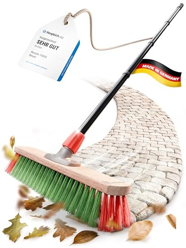 Novaliv Gartenbesen mit Stiel draußen 40 cm Elaston Borsten Ideal als Besen draußen Straßenbesen mit Stiel Harte Borsten Terassenbesen Hofbesen Stallbesen Kehrbesen Industriebesen Outdoor Broom