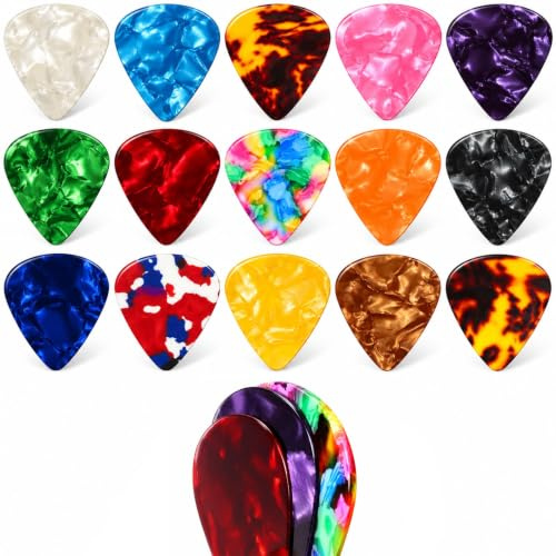 Redamancy 14 Plektren 3 Stärken 0.46-0.9mm für Gitarre Bass Ukulele | Aus robustem ABS Material für langlebigen Spielspaß. Perfekt als Zubehör für Einsteiger und Profis im Musikalltag