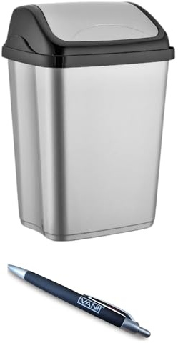 Vani Mülleimer (10 Liter) - Abfalleimer mit Schwingdeckel für Küche und Bad - Abfallbehälter - 19 x 25 x 37,5 cm