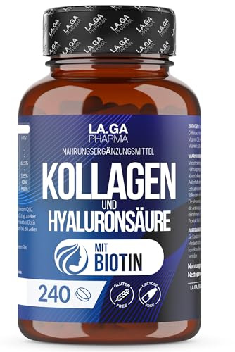Kollagen Kapseln mit Hyaluron und Biotin – Hochdosierter Kollagen Komplex 2000 mg 240 Tabletten mit Vitamin C, Zink, Selen und Coenzym Q10 für Haut, Haare, Nägel und Gelenke