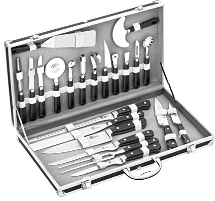 Pradel Excellence 31123 Küchenutensilien-Koffer, 22-teilig mit 15 Küchenhelfern + 7 Küchenmessern